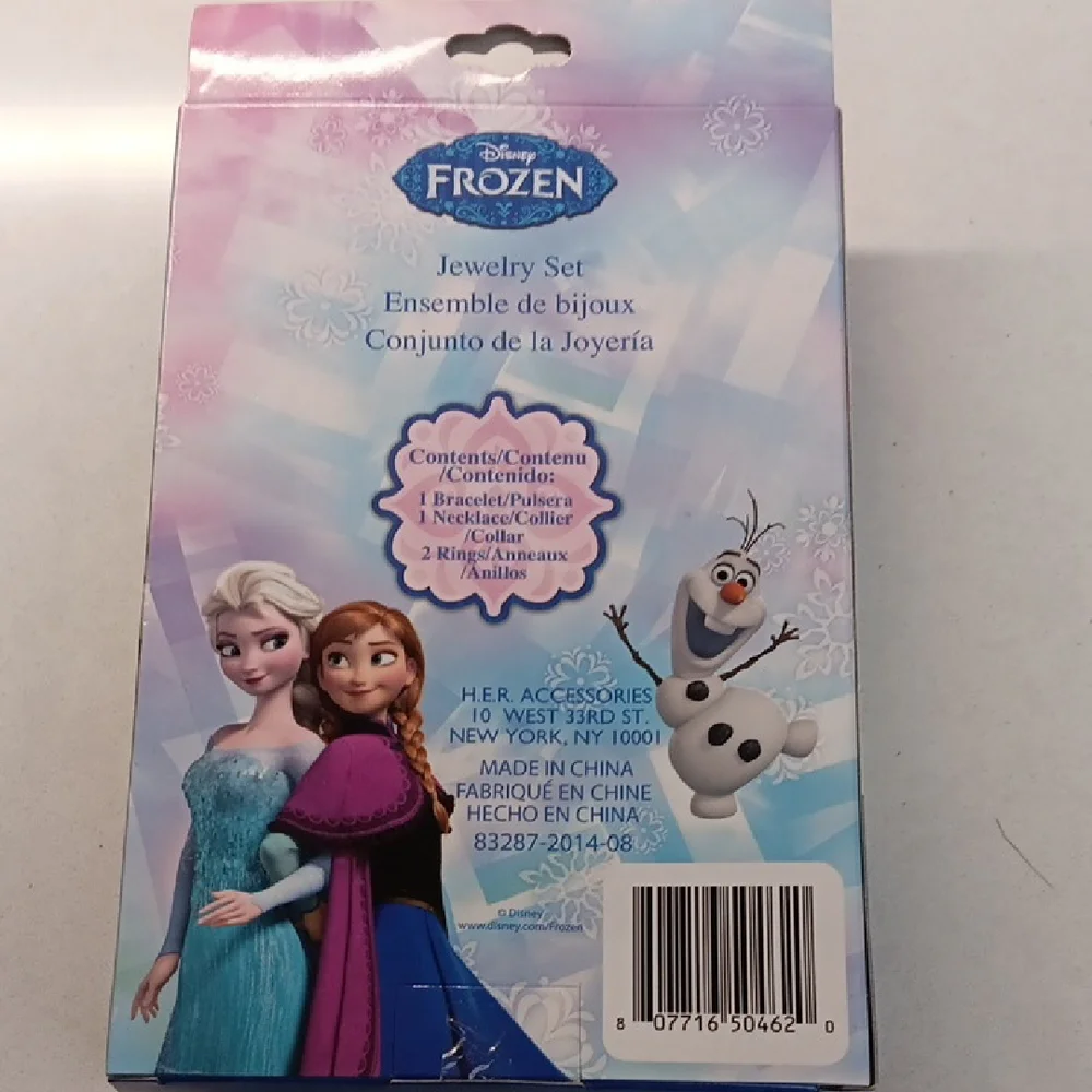 Little Girls Frozen plastic pink Jewelry Set Necklace,bracelet & Rings In Box